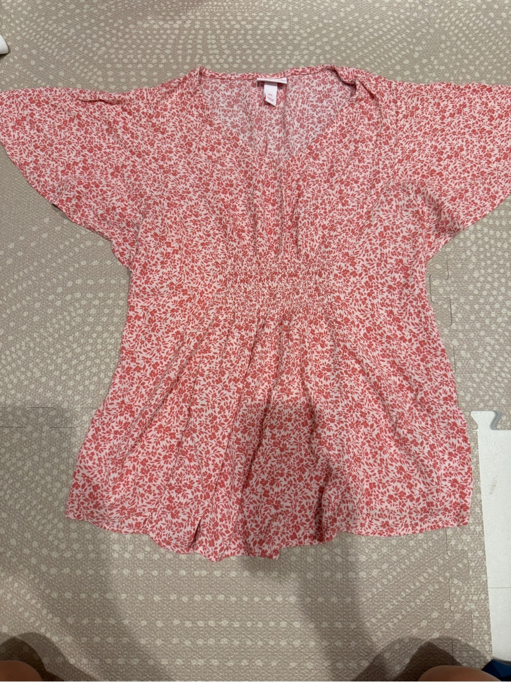 Maternity women’s Floral Pink Short Sleeve Top empire waste